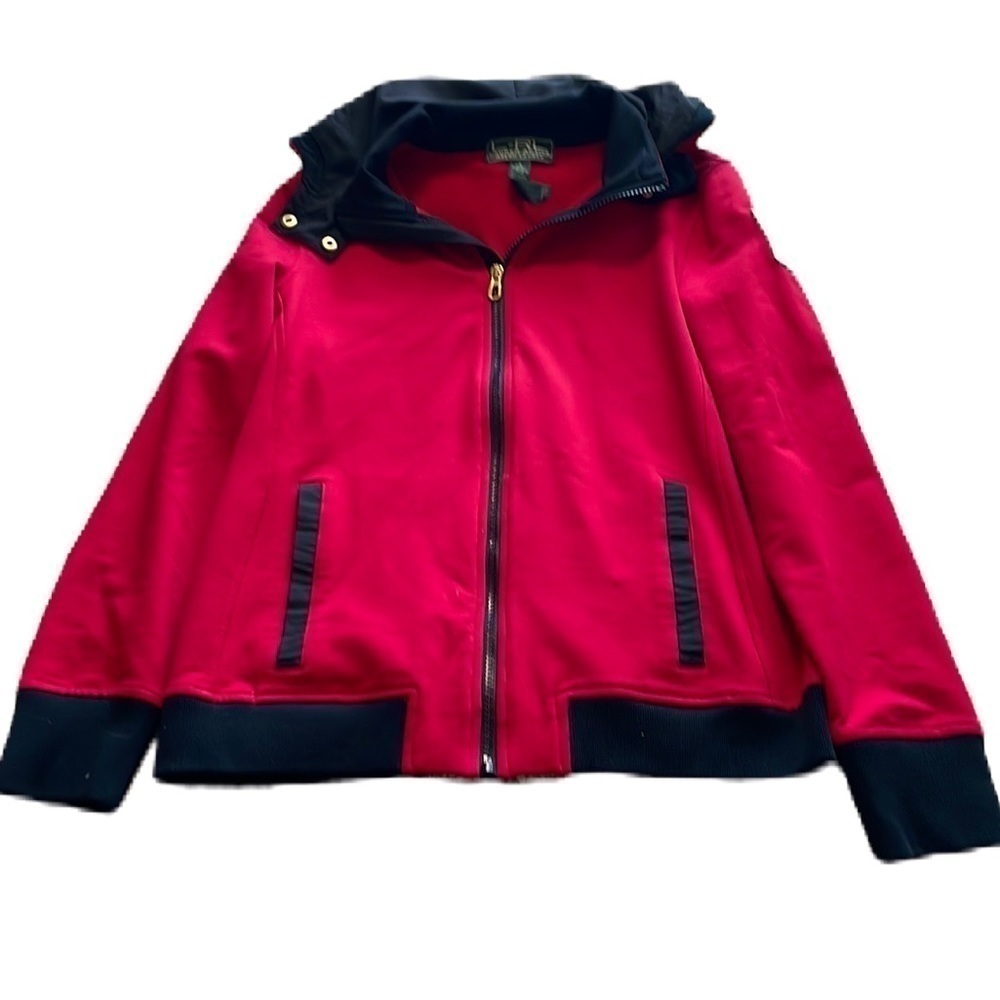 Lauren Active Ralph Lauren Red Zip Up Hooded Jacket with Black Trim S EUC